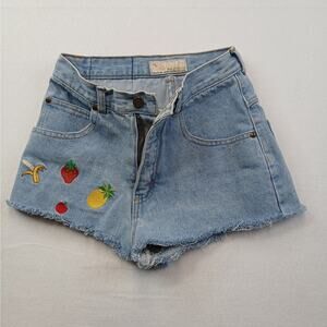 Repair Jeans New Clothing Co Womens 3/4 Embroidered Fruit Vintage Y2K Cutoff 90